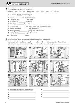 Grammar the infinitive Grammar the infinitive