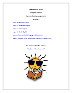 Lafayette High School Lexington, Kentucky Summer Reading