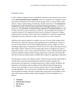 Statement on Preparation in Natural Science Expected of Entering