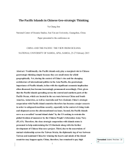 The Pacific Islands in Chinese Geo-strategic Thinking