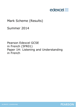 Mark Scheme (Results) Summer 2014