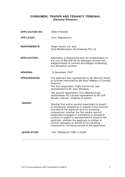 LeisureI Judgement Stephenson v Flight Centre 2008