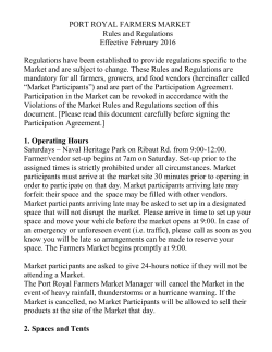 PORT ROYAL FARMERS MARKET Rules and Regulations Effective