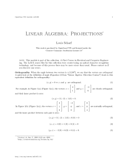 Linear Algebra: Projections
