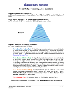 Tiered Budget Frequently Asked Questions