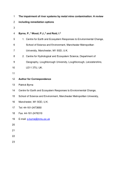The Impairment of River Systems by Metal Mine Contamination: A