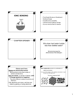 5 SHS Ch 5 Lecture Ionic Bonding (Ch5) Overview