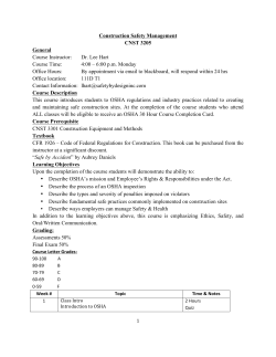Construction Safety Management CNST 3205 General Course