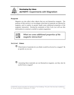 ACTIVITY: Experiments with Magnetism