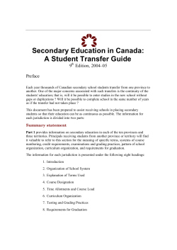 Secondary Education in Canada: A Student Transfer Guide