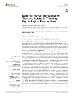Editorial: Novel Approaches to Teaching Scientific Thinking