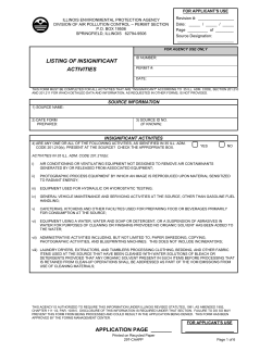 APPLICATION PAGE ______ LISTING OF INSIGNIFICANT