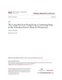 The Long March in Hong Kong - Mitchell Hamline Open Access