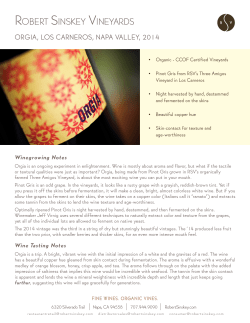 Onesheet - Robert Sinskey Vineyards