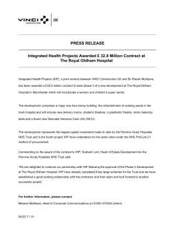 Integrated Health Projects Awarded &pound; 32.8 Million Contract