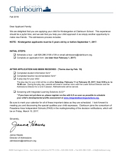 Kindergarten Admissions Forms