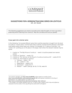 suggestions for a sermon/teaching series on leviticus