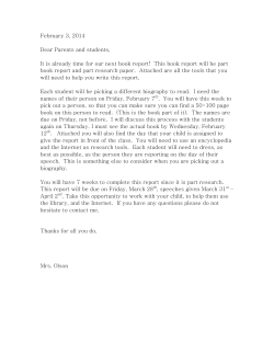 This book report will be part book rep - St. James School