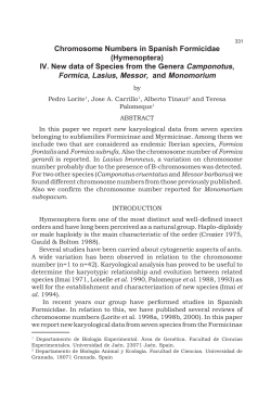 Chromosome Numbers in Spanish Formicidae (Hymenoptera) IV