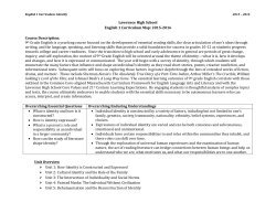 Lawrence High School English 1 Curriculum Map