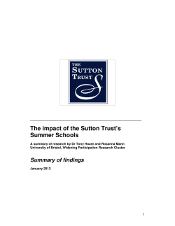 The impact of the Sutton Trust`s Summer Schools