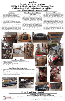 Saturday May 6, 2017 @ 10:00 A.M. 207 North St., Henderson, IA