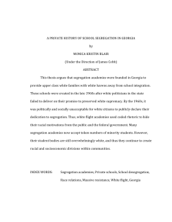 A PRIVATE HISTORY OF SCHOOL SEGREGATION IN GEORGIA by