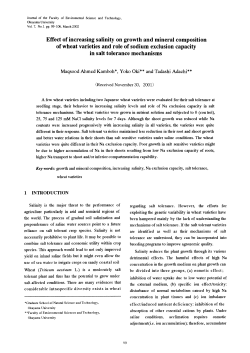 Effect of increasing salinity on growth and mineral composition of
