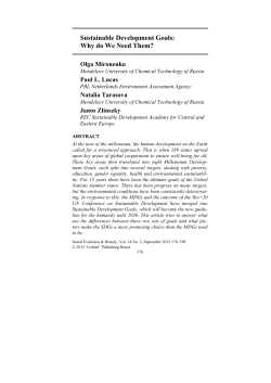 Sustainable Development Goals: Why do We