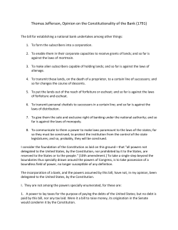 Thomas Jefferson - Opinion on the Bank (1791)