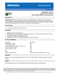 BECKOSOL AQ&reg; 210 Product Bulletin