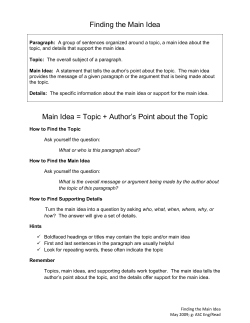 Finding the Main Idea