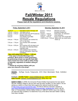 Fall/Winter 2011 Resale Regulations