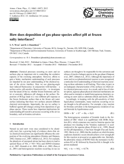 How does deposition of gas phase species affect pH at frozen salty