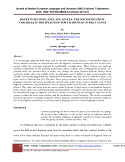 (JMEL) Volume 7 September 2016 ISSN: 978-978-48450-4-5