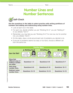 Number Lines and Number Sentences Self