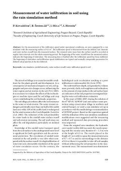Measurement of water infiltration in soil using the rain simulation