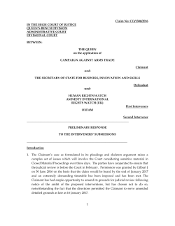 1 Claim No: CO/1306/2016 IN THE HIGH COURT OF JUSTICE
