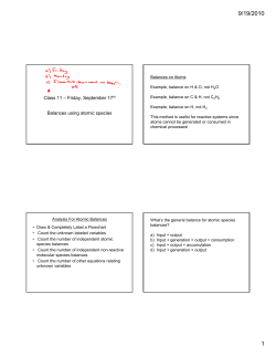 Class 11 &ndash; Friday, September 17th Balances using atomic species