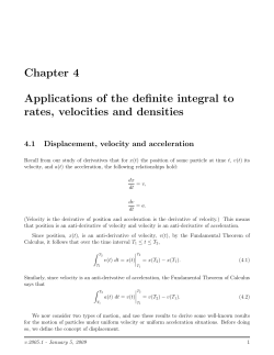 Chapter 4 Applications of the definite integral to rates, velocities and