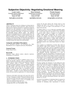 Subjective Objectivity: Negotiating Emotional Meaning