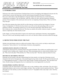 1.1 INTRODUCTION 1.2 DETECTIVES WHO STUDY THE PAST