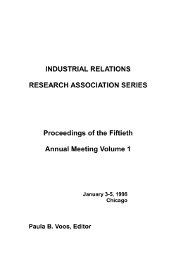 INDUSTRIAL RELATIONS RESEARCH ASSOCIATION SERIES