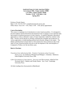 1 Analytical Issues in Latin American Politics Government 390L