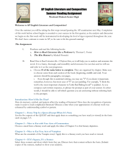 AP English Literature and Composition Summer Reading Assignment