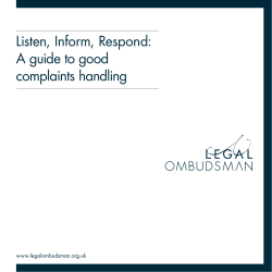 Listen, Inform, Respond: A guide to good complaints handling