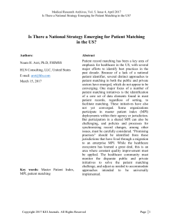 Is There a National Strategy Emerging for Patient