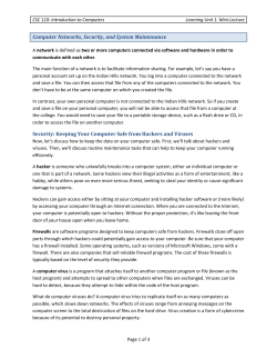 Computer Networks, Security, and System Maintenance Security