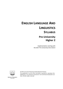 2017 English Language and Linguistics Syllabus