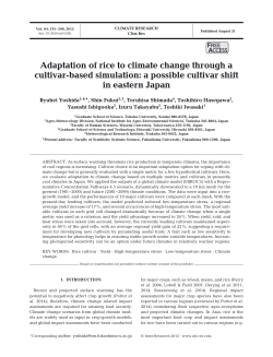 Adaptation of rice to climate change through a cultivar